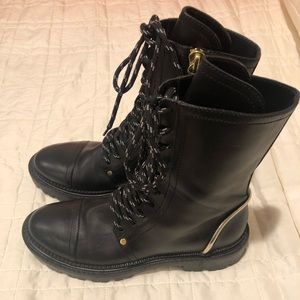 Never Worn Casadei Sinead Combat Boots In Black.